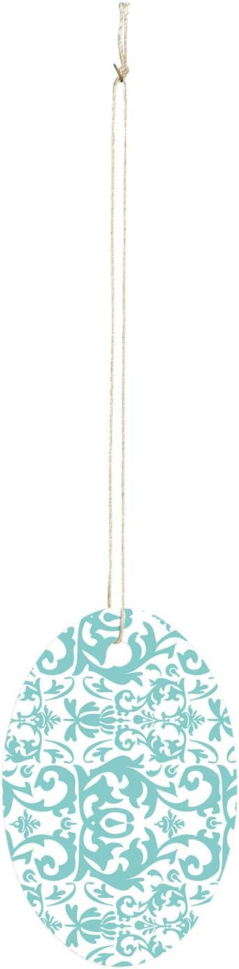SSWBasics Large Strung Oval Aqua Damask Tags - 3½ H x 2¼ W - Pack of 500- Clothing