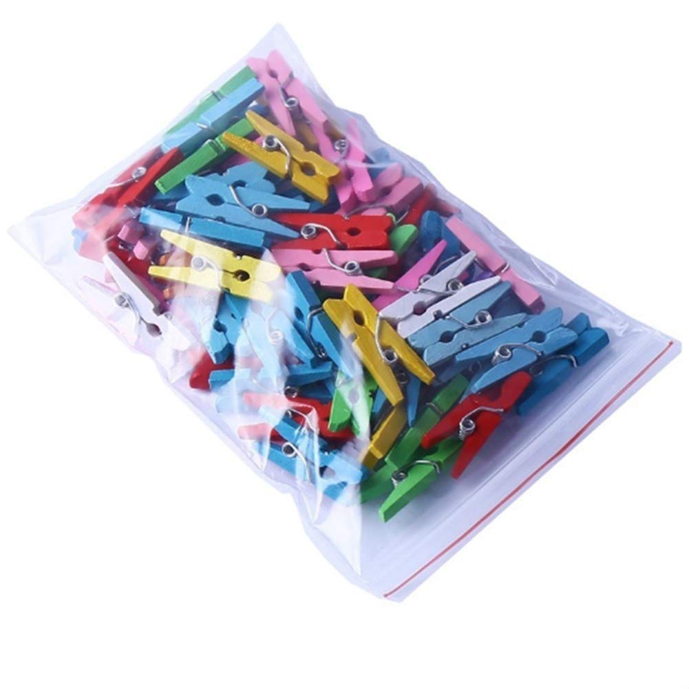 50Pcs Mini Colored Wooden Clips Natural Wooden Clothespins Photo Paper Peg Pin Craft Clips Reliable