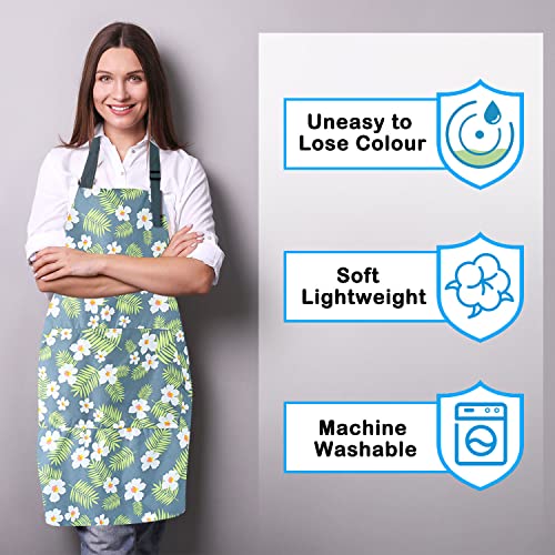 LECTNORE Floral Waterproof Cooking Apron with Pocket, Kitchen Apron for Women Adjustable Chef Apron, Style 4 - Image 3