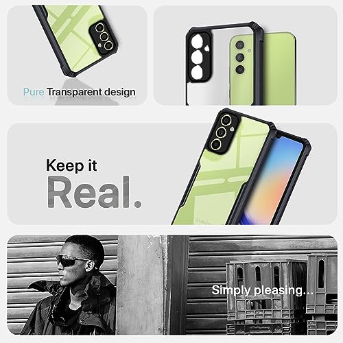 Image of Pikkme Samsung Galaxy A34 5G Back Cover | Crystal Clear Transparent Back | Ultra Hyrbid | Full Camera Protection | Raised Edge | Bumper Back Case for Samsung Galaxy A34 5G (TPU, Black)