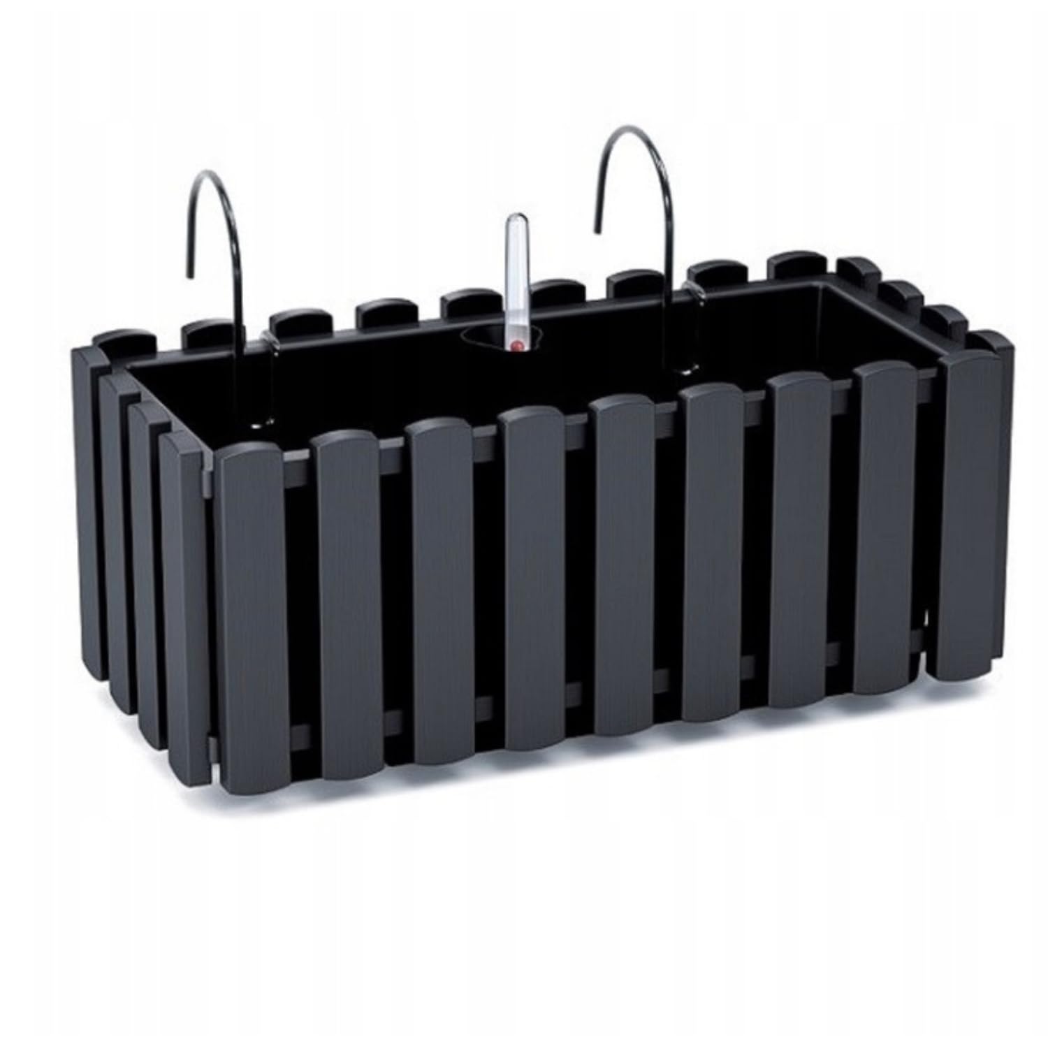 B2C Window Fence Hanging Flower Pot Planter 2 Sizes 4 Colours Rustic Slat Farm House Design UK Self Watering Kit (Anthracite, Medium - 38cm)
