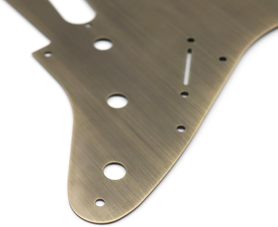 11-Hole SSS Metal Guitar Pickguard for Fender USA/Mexican Made Standard Stratocaster Modern Style Electric Guita (Bronze)