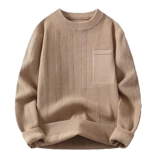 Men's Autumn Winter O-Neck Knit Pullovers Solid Color Slim Fit Warm Knitted Sweater Men Casual Top