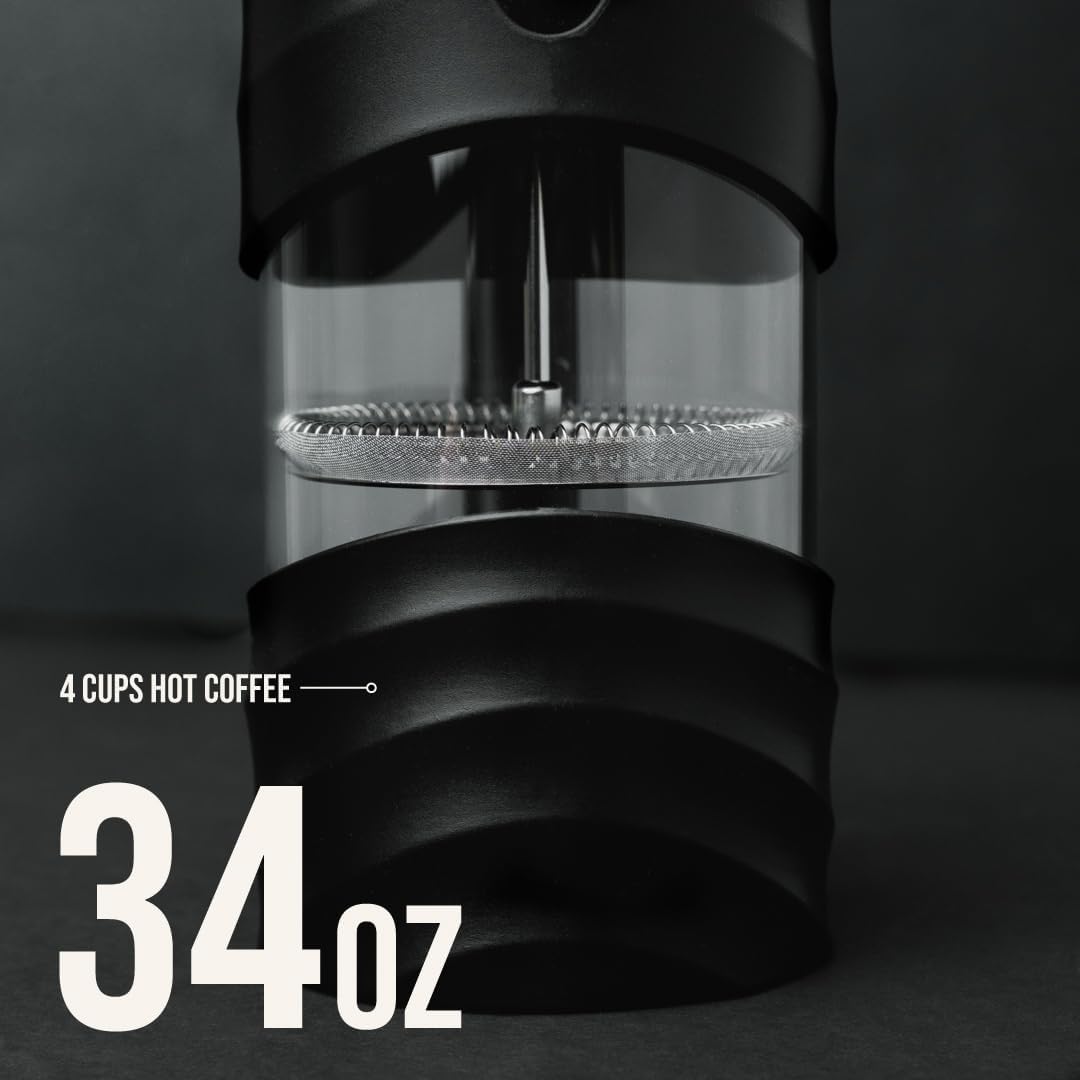 ANGORA BRANDS French Press Coffee Maker - Travel Coffee Presses - Brew Rich Coffee Anywhere - French Coffee Press - Portable Coffee Maker for Travel and Camping - French Press by Yunie (Black)