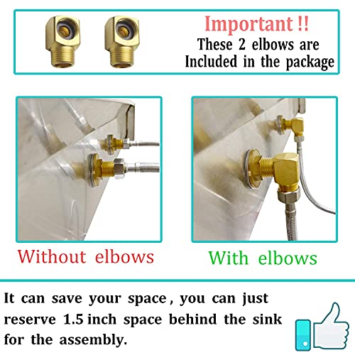 Yoogyy Commercial Sink Pre-Rinse Faucet 4 To 8 Inch Adjustable Wall Mounted 26’’ Height Solid Brass Flexible Faucet Sprayer With 10’’ Add-On Swing Spout #TOP5