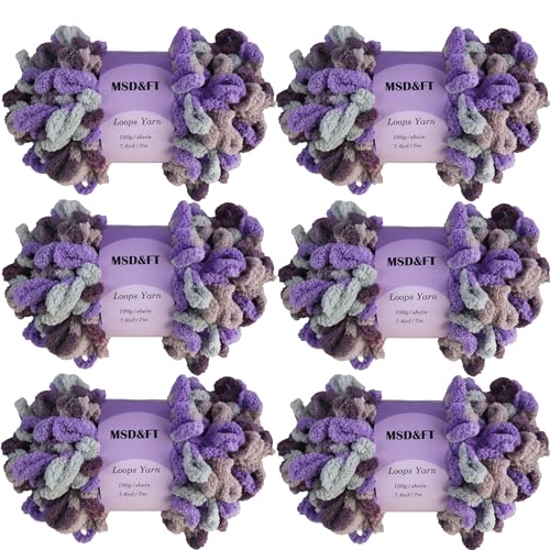 MSD&FT 6 skeins of Loops Yarn,Crochet,Finger,DIY Yarn (Purple)