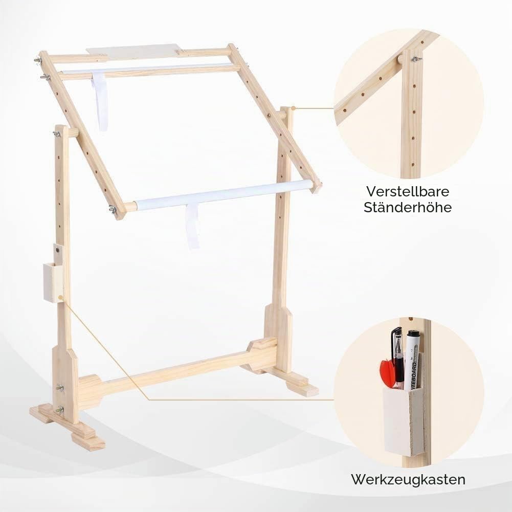 Stickrahmen Holz, Cross Stitch Stand Kreuzstich Ständer 360 ° Verstellbarer für Kreuzstich-Nadelarbeiten 80cm