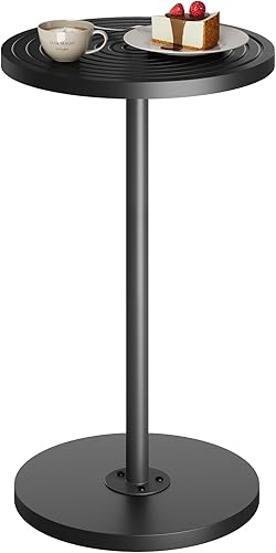 Miniatura 9 de Juego de 2 Mesas Auxiliares Redondas, Mesa Pequeña Ajustable en Altura, Soporte de Martini con Pedestal, Mesa de Cóctel con Base Ponderada, Mesita