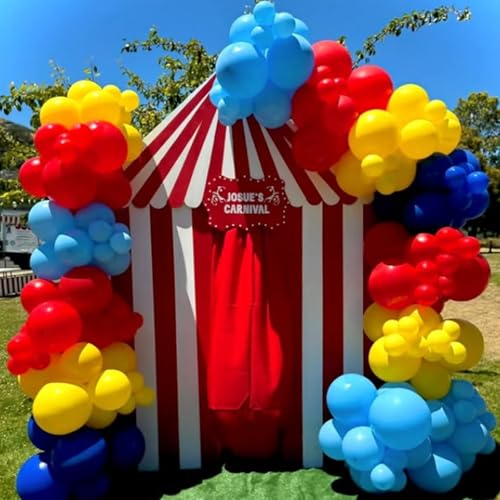 Image of HILAVO Carnival Circus Balloon Kit, 60PCS 12 Inches Red Yellow Blue Balloons Carnival Helium Balloons with Confetti Latex Balloon for Kids Boys Baby Shower Birthday Party Decoration Supplies