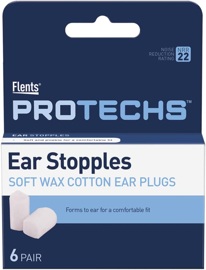 Flents Ear Stopples (6 pairs of soft wax ear plugs) NRR 22