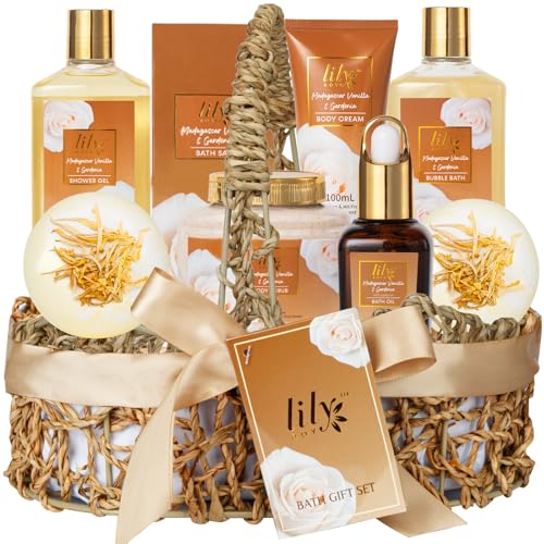 Mothers Day Gifts for Mom - Luxury Honey Almond Bath & Body Gift Set for Women, Spa Gift Basket, Pampering Bath Set with Bath Bomb | Christmas Birthday, Perfect Holiday Gift for All Occasion
