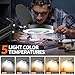 KimFilter 10X Magnifying Glass with Light and Stand | Dust Cover Design, 5 Color Temp Modes Dimmable LED Magnifying Lamp with Swing Arm | Hands Free Desk Magnifying Light for Crafts, Read & Close Work