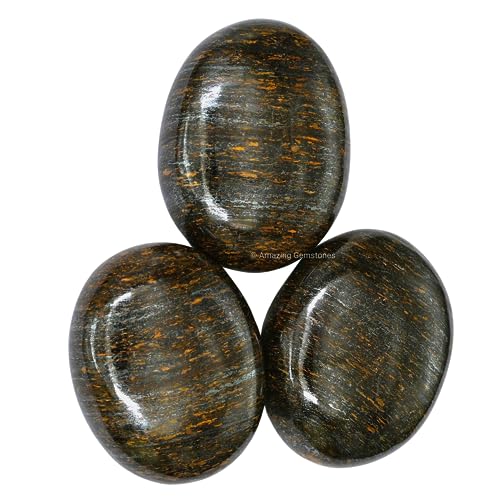Image of Amazing Gemstone Bronzite Crystals and Healing Stones - Large Palm Stone Crystals Piedra - Crystal for Good Luck, Balanced Positive Energy, Meditation - Unique Stocking Stuffers Gifts for Women, Men