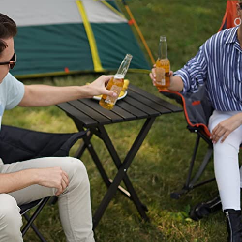 SUNNYFEEL Folding Camping Table - Lightweight Aluminum Portable Picnic Table, 18.5x18.5x24.5 Inch for Cooking, Beach, Hiking, Travel, Fishing, BBQ, Indoor Outdoor Small Foldable Camp Tables - Thumbnail 2