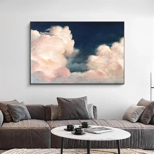 LTjiajuypd Abstract Minimalist White Clouds And Blue Sky Landscape Art Poster Canvas Printed Painting Mural Living Room Home Decor(60x90CM/Frameless)