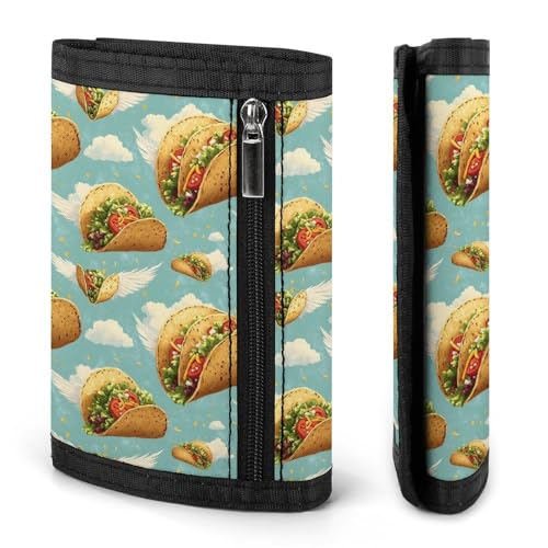 Taco Wings Print Wallet for Men, 8 Credit Card Holder Slim Minimalist Front Pocket Small Mens Bifold Wallets2