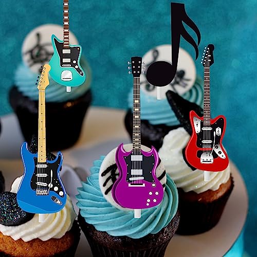 C L Cooper Life CUPCAKE TOPPER-185 Guitar Party Cupcake Toppers 48Pcs Rock Guitar Birthday Cake Picks Music Notes Cupcake Toppers Guitars Party Decorations thumb #6