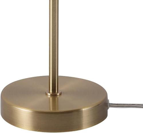 Miniatura 7 de Globe Electric 67512 - Lámpara de mesa de 20 pulgadas, base de mármol sintético blanco, acento de latón antiguo, pantalla de lino blanco,