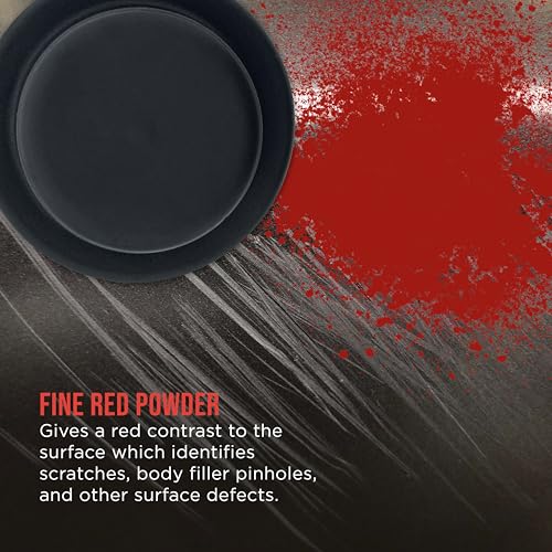 Image of Dura-Gold Premium Red Dry Guide Coat Kit, 7 Ounces (200 Grams) - Powder that Instantly Highlights Auto Bodyshop Repair Surface Imperfections, Identify Body Filler Pinholes, Sanding Scratches Defects