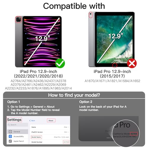Image of JETech 360 Rotating Case for iPad Pro 12.9 inch 6 /5 /4 /3, Black