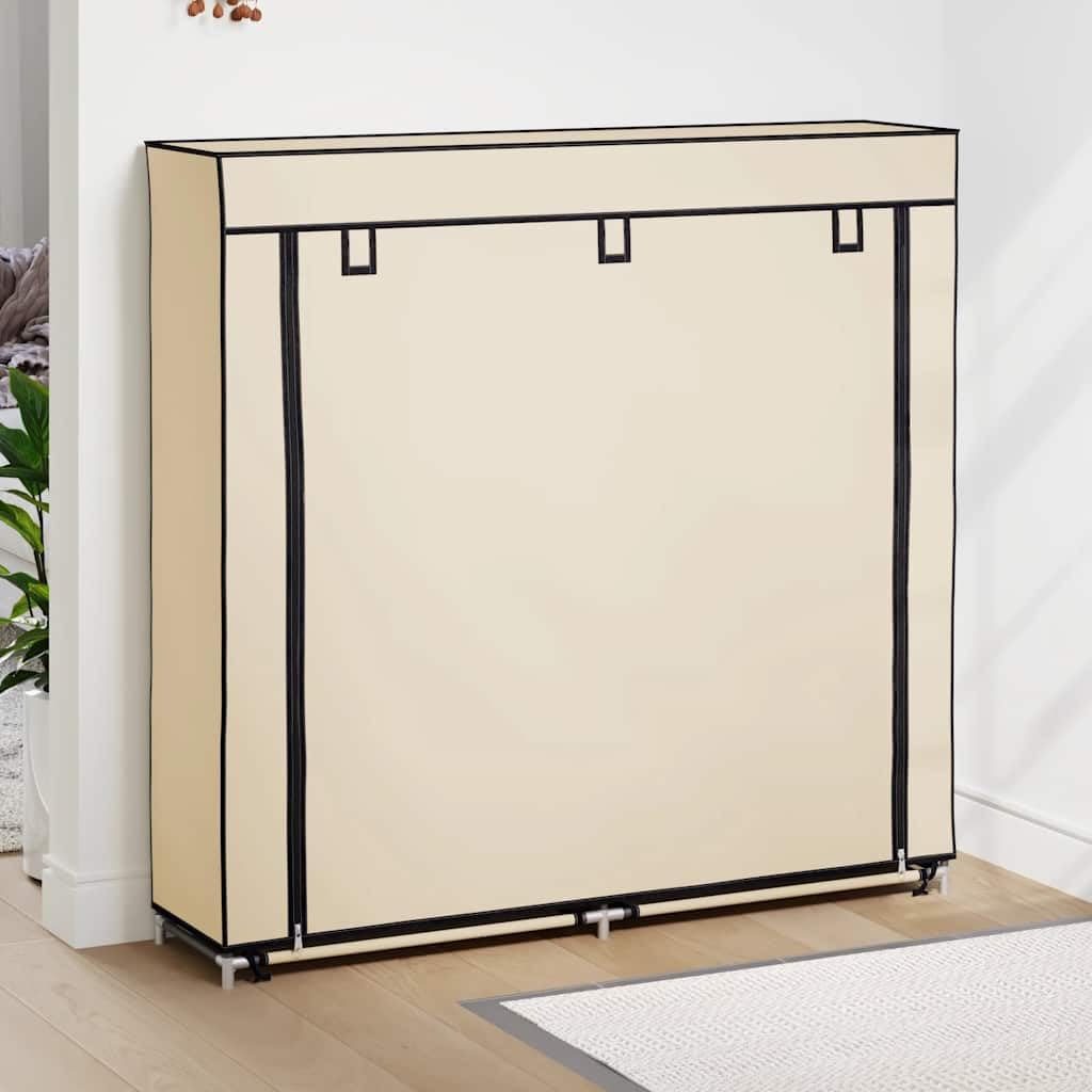 Armario de zapatos genérico 5 estantes funda no tejida crema 115x28x110 cm, rango de zapatos ligero con cremallera para 10 pares
