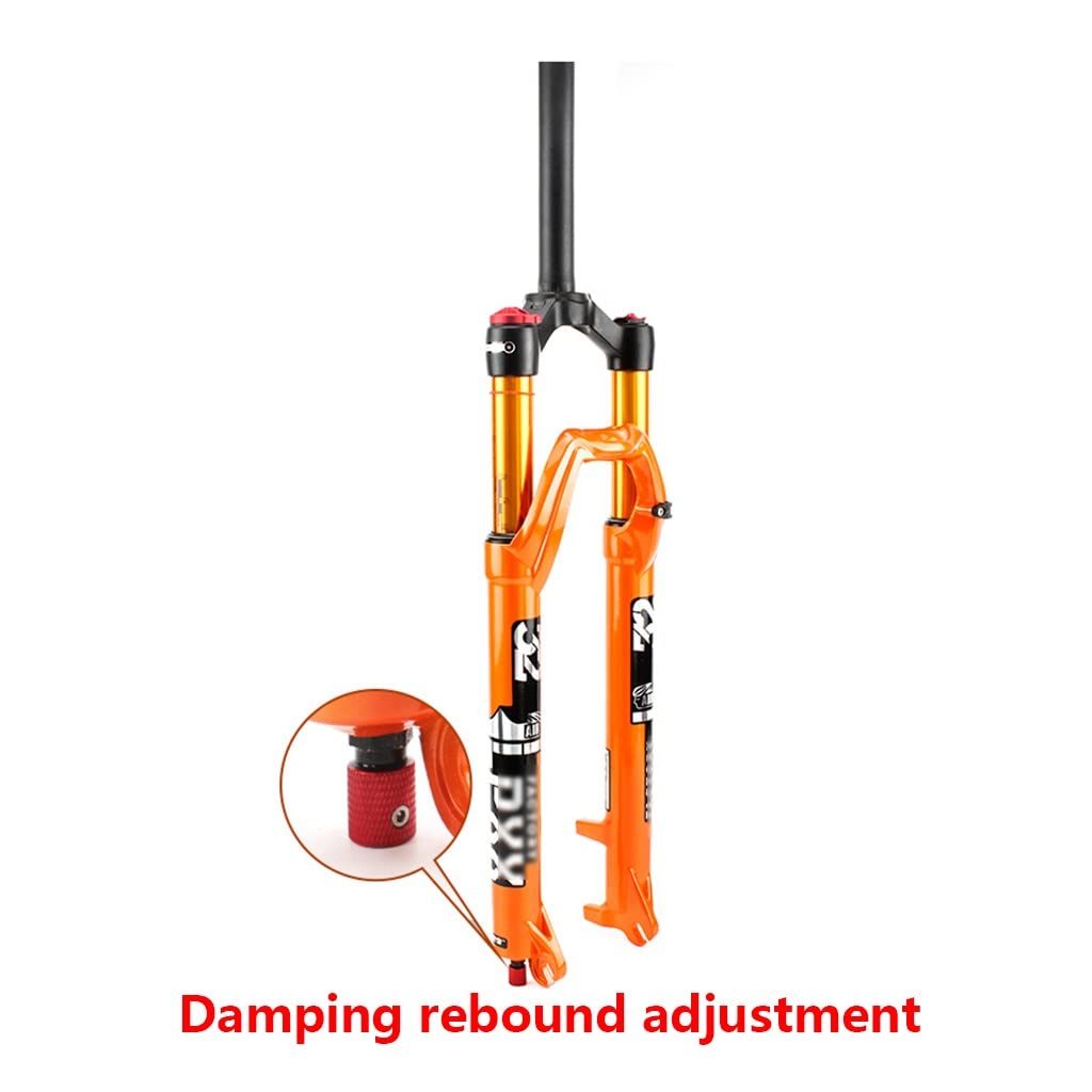 MTB zawieszenie pneumatyczne widelec przedni 27,5" 29" Ręczna blokada XC rower górski widelec amortyzowany 100 mm 1-1/8" prosty hamulec tarczowy QR 9 mm regulacja odbicia