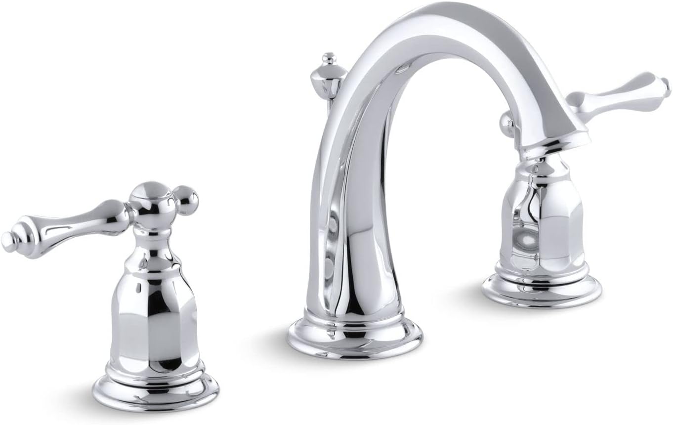 Kohler13491-4-CP Kelston Widespread Bathroom Faucet with Pop-Up Drain Assembly, 3-Hole 2-Handle Bathroom Sink Faucet, 1.2 gpm, Polished Chrome