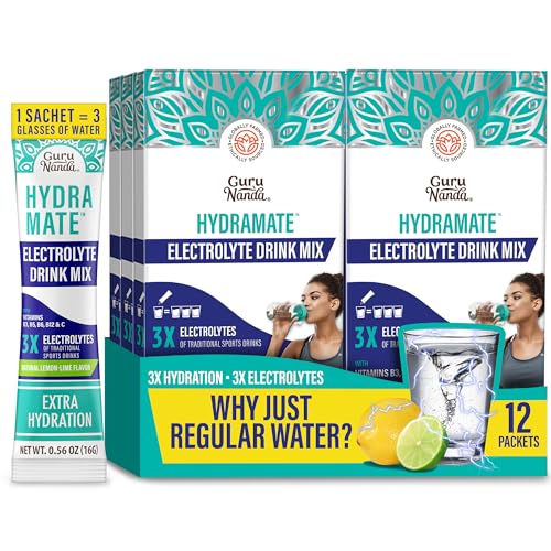 GuruNanda Hydramate Hydration Support Drink Mix - Electrolyte Powder Packets