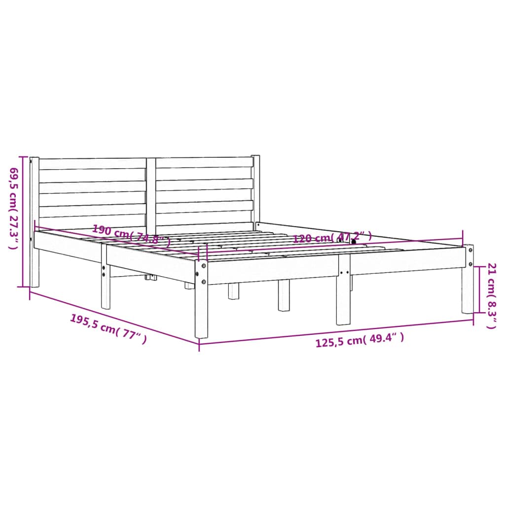 vidaXL Cadre de lit sans Matelas Cire Marron 120x190cm Bois pin Massif