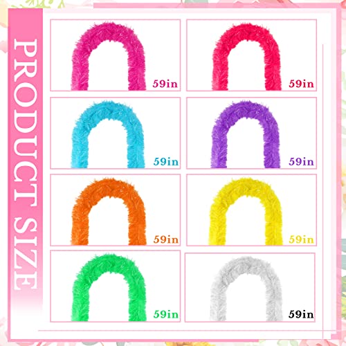 8 Pcs Feather Boas Set Artificial Fluffy Boas Decoration For Women Costume Dress Girl's Tea Party (Multi Color) #TOP1