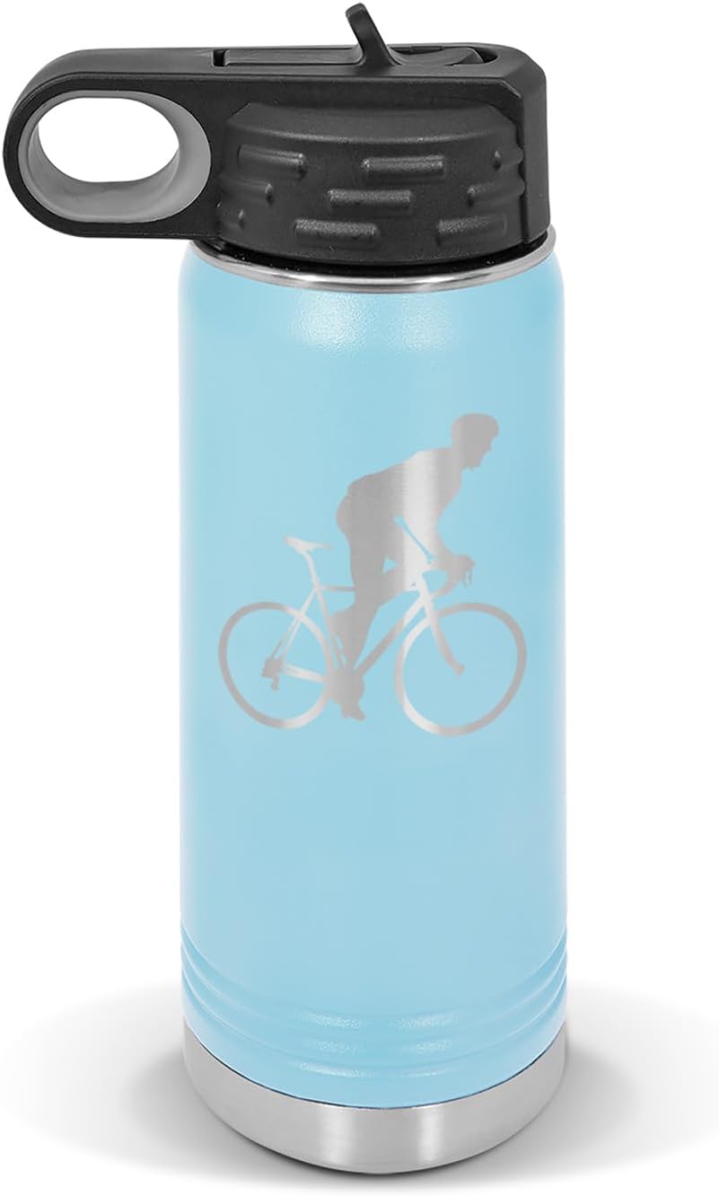 RDW Side View Cycling Water Bottle 20 oz - Laser Engraved w/Flip Top Removable Straw - Polar Camel - Stainless - Vacuum Insulated - Drinkware - Road Bike Triathlon Cyclist