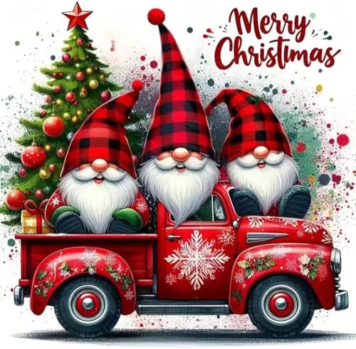 Image of Christmas Cross Stitch Kits for Adults Beginner,Gnome Counted Cross Stitch Kits Printed Stitching Cute Patterns Dimensions Needlepoint Art Crafts Embroidery Kits for Adults Beginners (13.7x13.7 inch)