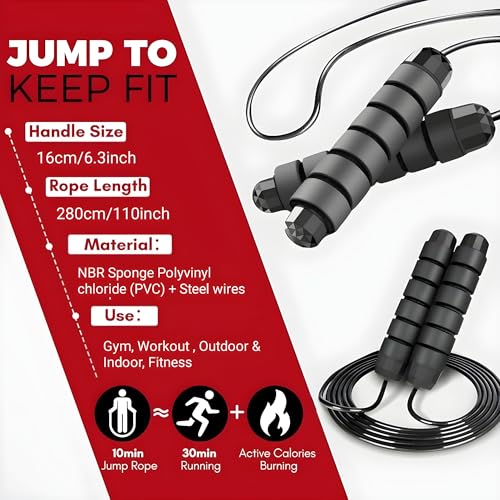 Jump Rope - Tangle-Free Rapid Speed with Ball Bearings -jump Rope for Men, Women, Kids and Adults – Home Exercise and Slim Body Adjustable Speed Jump Ropes for Fitness at Home Gym Workout - Image 6