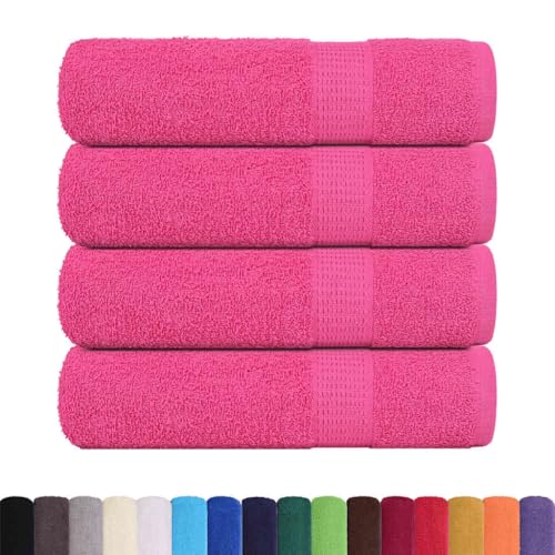 vidaXL Serviettes de Bain 4 pcs Rose 100x150 cm 360 g/m² 100% Coton, Serviette, Ensemble de Serviettes de Bain, Serviette d'hôtel, Serviette de Douche