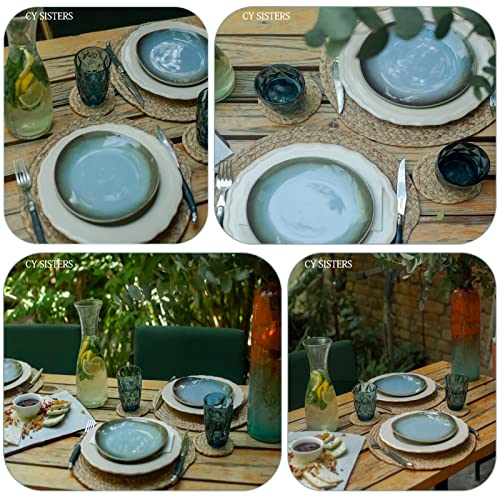 Cy Sisters Round Placemats Set Of 8 Natural Extra Wide Woven Placemats Braided Heat Resistant Placemats Farmhouse Boho Fringe Placemats Wipeable Circle Wicker Outdoor Placemats For Patio Table 13.4'' #TOP2