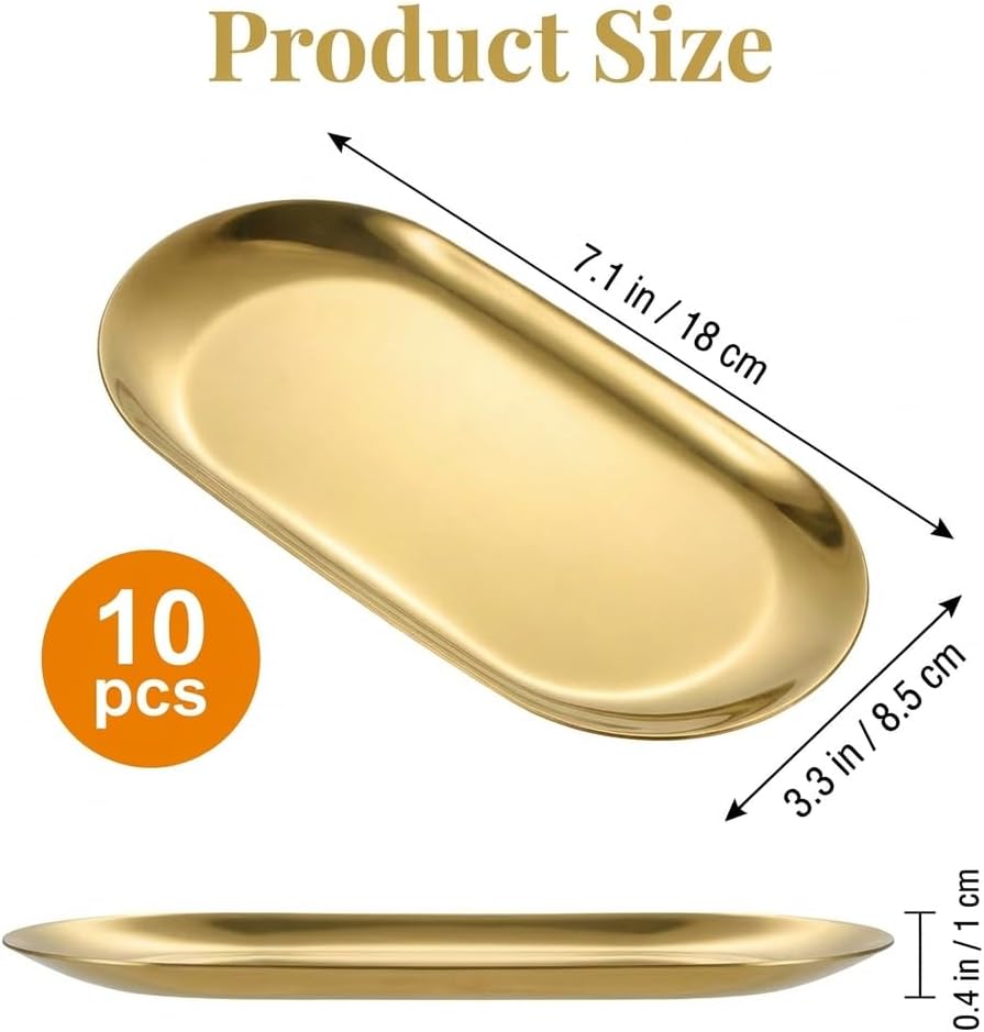 Serving Tray Set, 10 PCS, Gold, 7 Inch, Oval