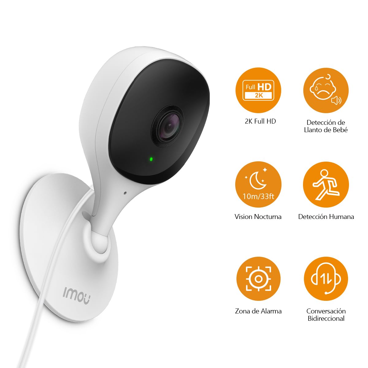 Imou Camara Vigilancia WiFi Interior 2K(3MP) con Detección de Movimiento Humano, Cámara IP WiFi, Visión Nocturna, óptima para Vigilar Bebés y Mascotas Perros, Compatible con Alexa