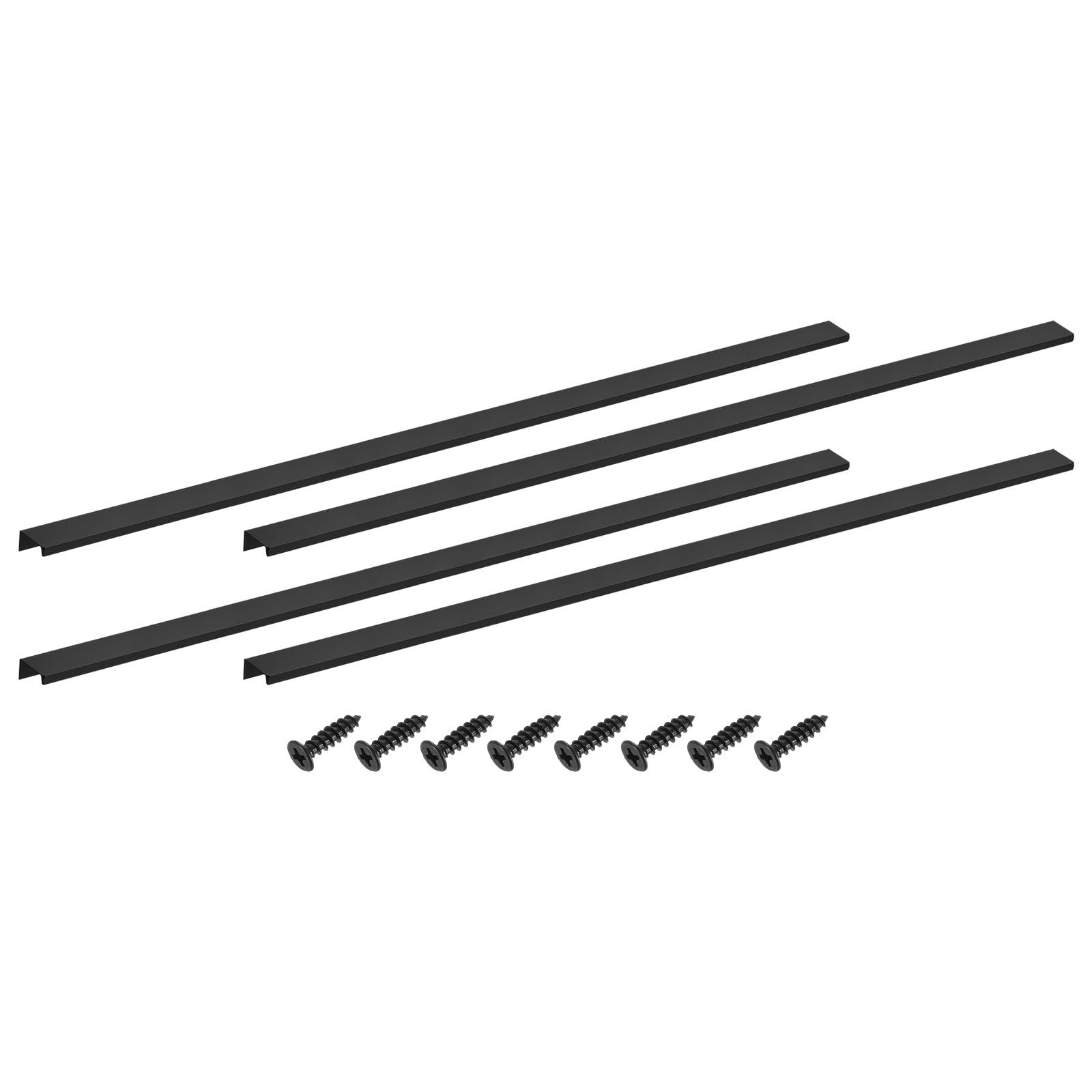 sourcing map Cabinet Finger Edge Pull, 4pcs 800mm / 31.5" Aluminum Alloy Back Mount Hidden Cabinet Pulls Concealed Handle for Home Kitchen Drawer Cabinet, Black