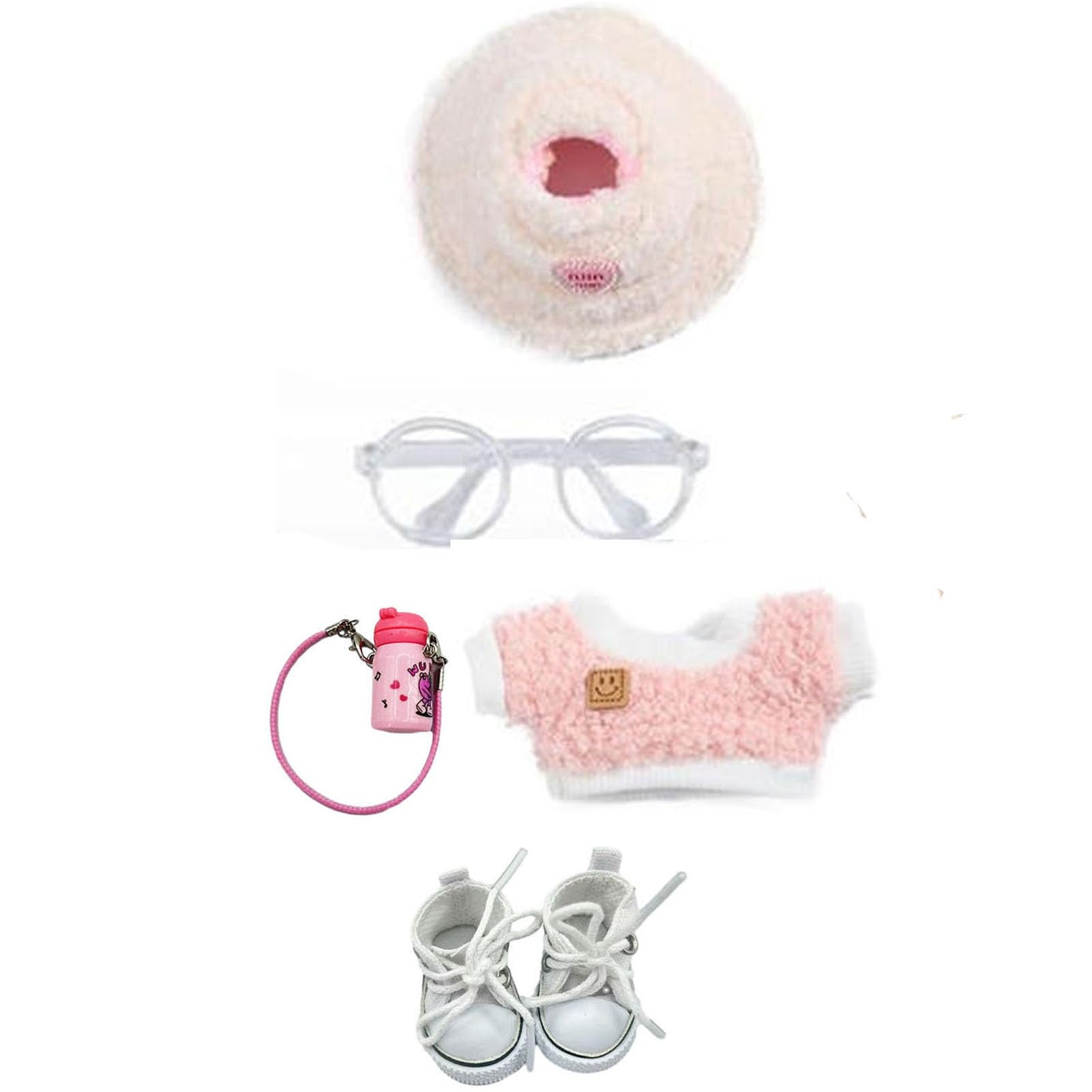6.7 in Doll Clothes Compatible with Labubu, Plush Clothes Set for Labubu, Labubu Clothes for Doll, Cute Outfit Suitable for Labubu, Doll not Included (Pink)