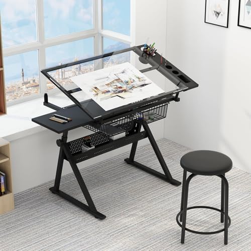 GarveeHome Drafting Table w/Stool, Height Adjustable