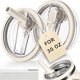 30oz Leakproof Replacement Lid forStanley Cup ProTour H2.0 Quencher, 2 Pack Flip Straw Tumbler Lid with Spill Proof StrawCover for Travel, Gym, Daily (Beige)