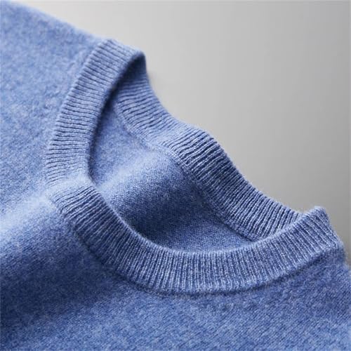 Men's Solid Merino Wool Pullover Sweater O-Neck Long-Sleeved Knitwear Business Casual Jumper4