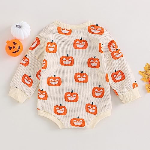 Halloween Baby Girl Boy Clothes Pumpkin Romper Sweatshirt Long Sleeve Bodysuit Top3