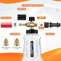 Verbesserte Schaumlanze Schaumkanone für Kärcher K-Serie K2 K3 K4 K5 K6 K7 Hochdruckreiniger, 1L Schneeschaumlanze mit Verstellbarer Schaumdüse für Autowäsche (Schwarz & Rot) – Ansicht 6