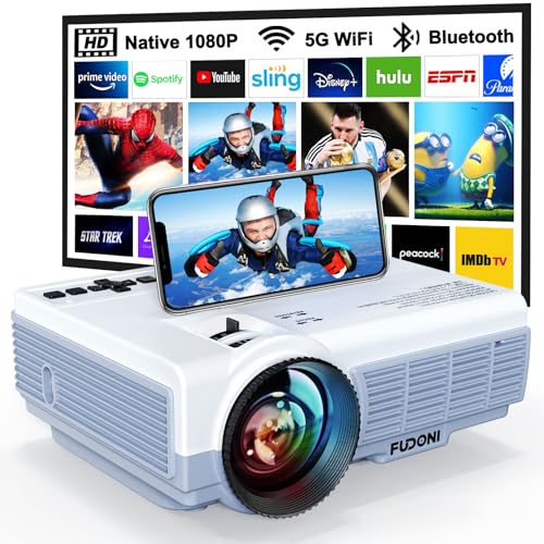 Projector with WiFi and Bluetooth, FUDONI Upgrade Projector Native 1080P 14000L 4K Supported,...