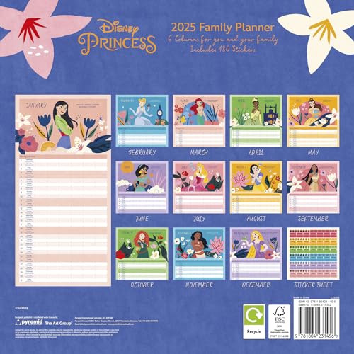 Pyramid International Disney Princess 2025 Family Calendar - Official Disney Princess Design, 16-Month Family Organiser, Gift for Fans - Image 2