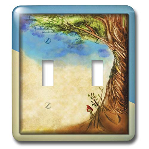 Plaque interrupteur double Lone Champignon 3dRose pour rénovation murale