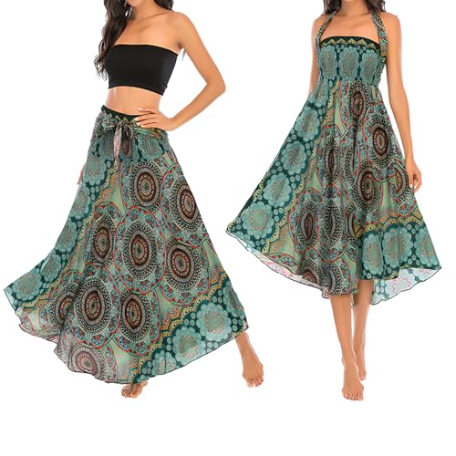 1Pcs Lang Gedruckter Rock Damen Chiffon Bohemien,Wickelrock,Rock Damen...