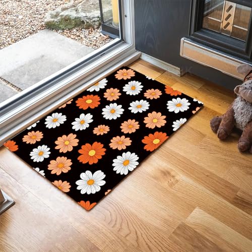 Tapis de salon antidérapant pour entrée et chambre motif marguerite