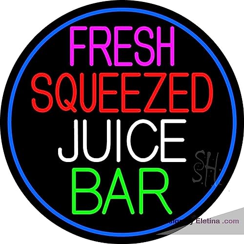 Real LED Neon Sign Fresh Squeezed Juice Bar 14x17